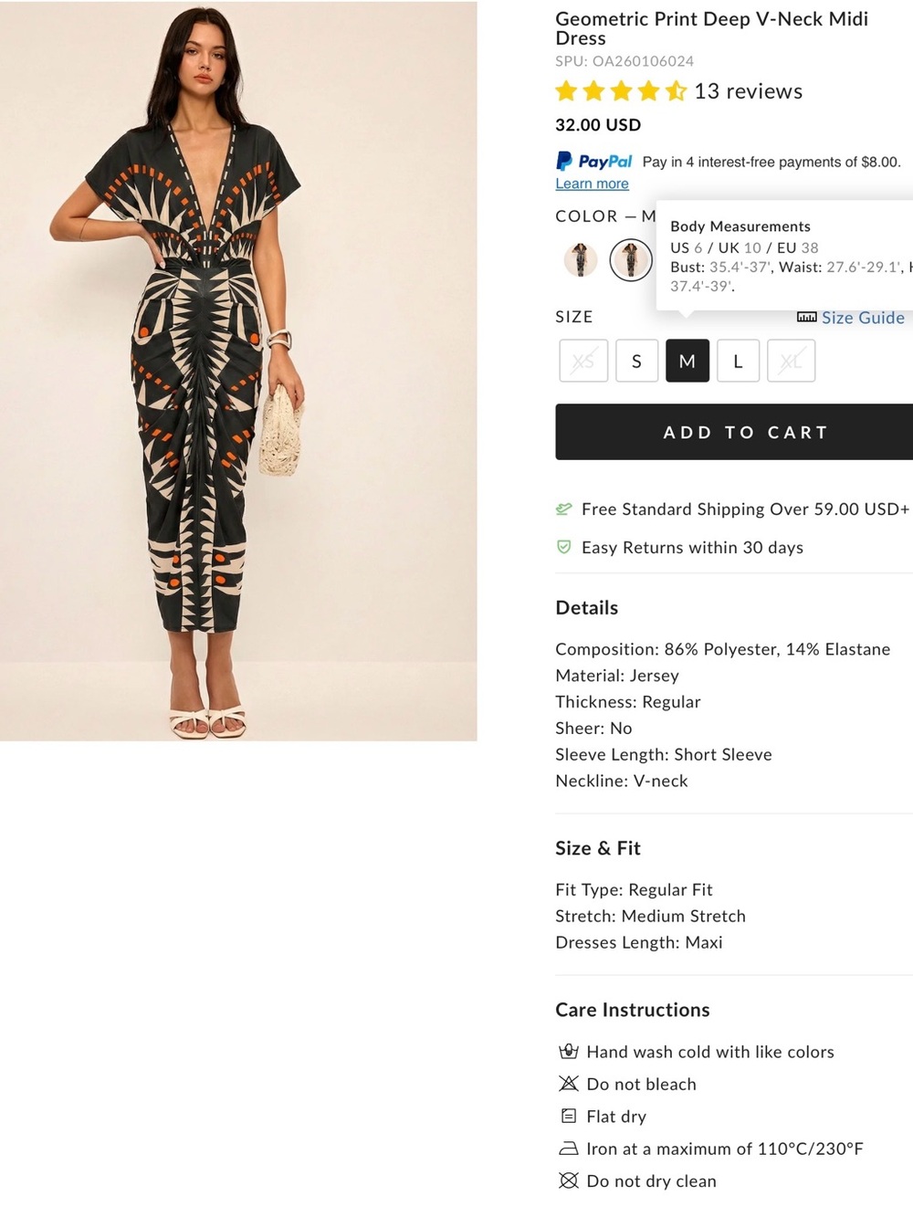 Commense Geometric Print Deep V-Neck Midi Dress - Medium - Picture 2 of 8